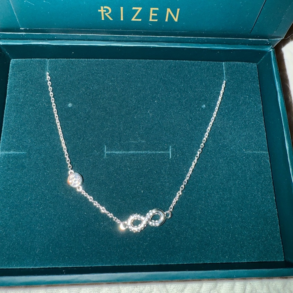 Sterling Silver Infinity Necklace with Crystal Accent